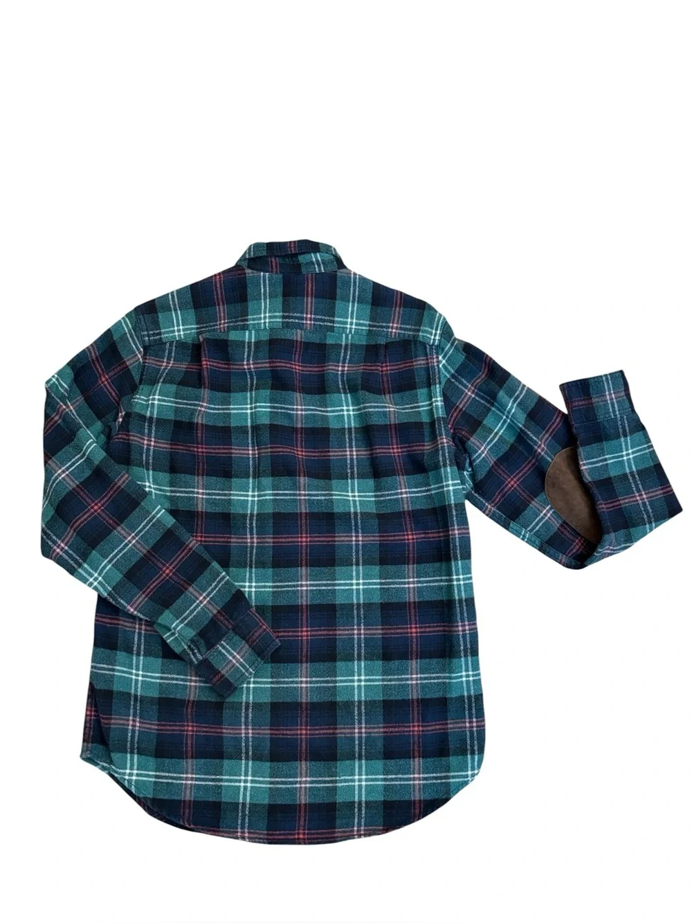 J. Crew Blue Green Plaid Flannel Long Sleeve Shirt with Elbow Patches Size Small